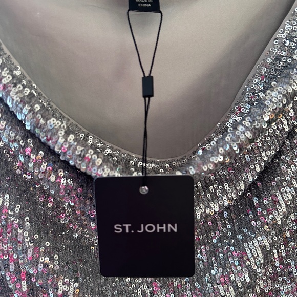 St John Starlight Sequined Cowl Neck Shell 🍸✨ - Picture 5 of 10